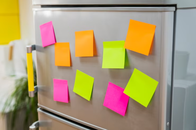 utilize Post its em casa para aprender inglês e nomear objetos