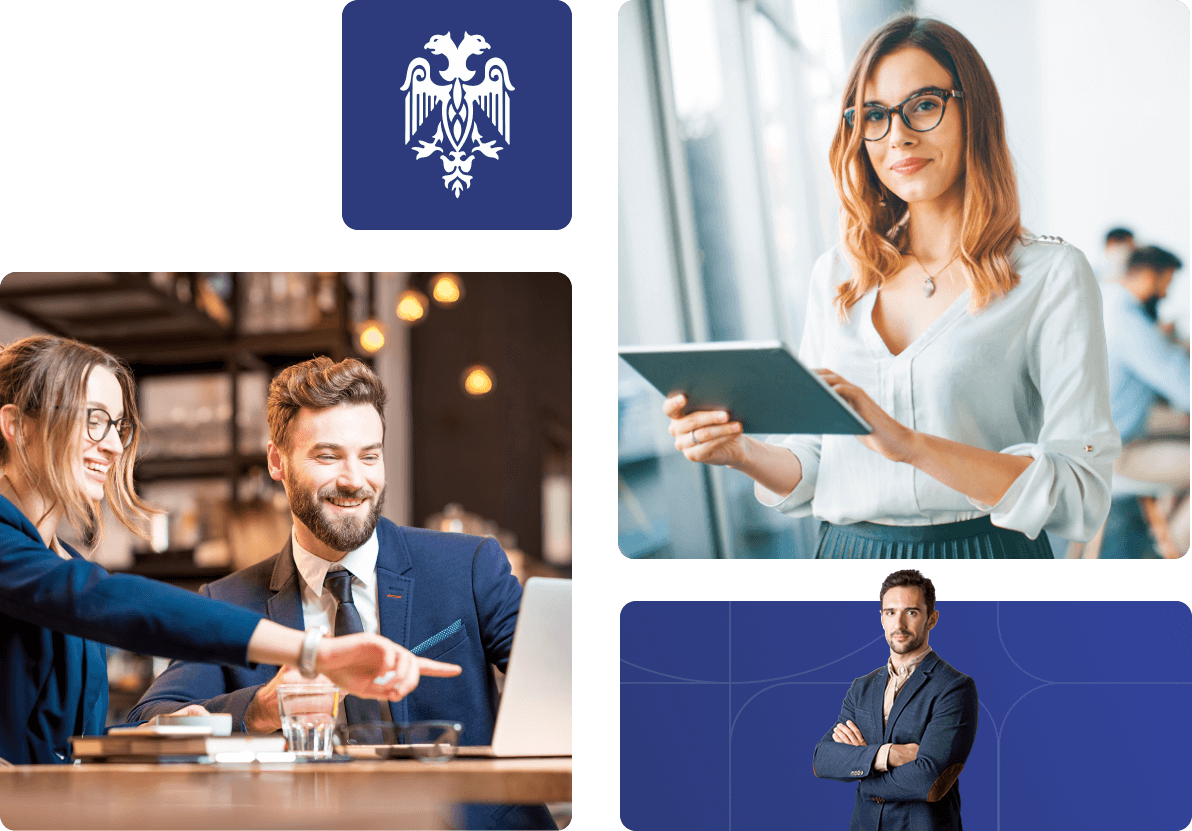 Profissionais de negócios participando de curso de inglês em ambiente corporativo moderno.